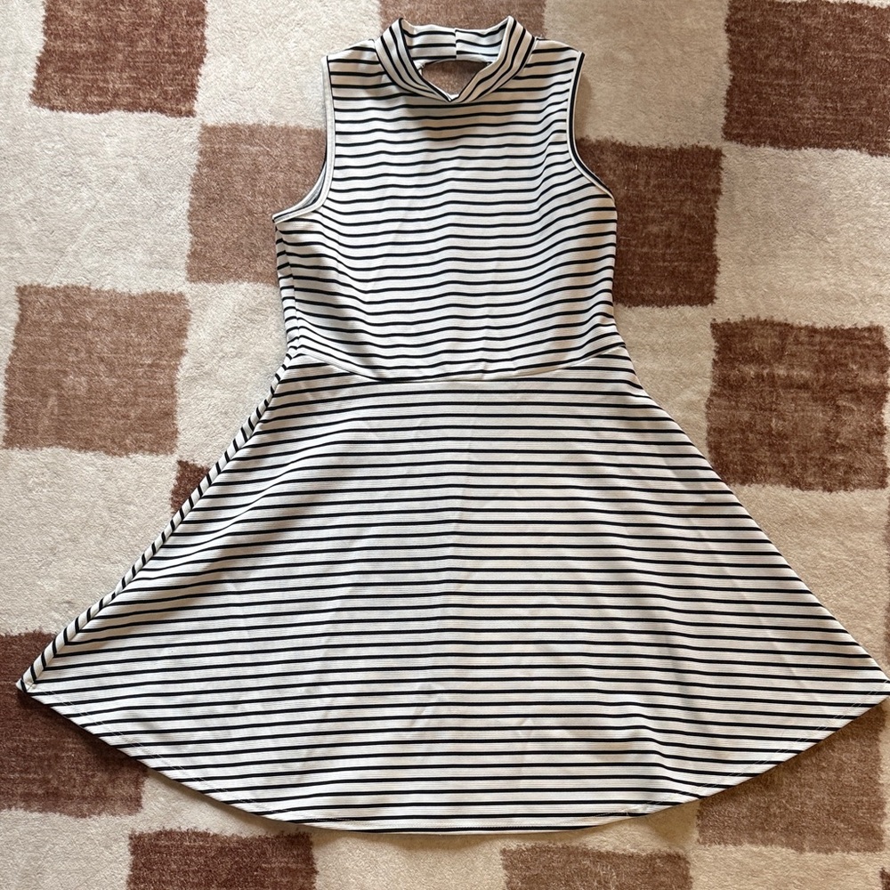 Acemi Black and White Striped Mini Dress